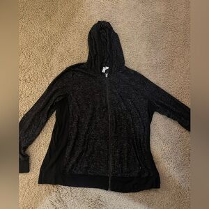Market and Spruce Marled Black Zip Up Hooded Sweater XXL
